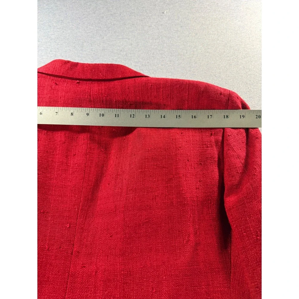 Vtg Kleinhans Men Red 100% Slub Silk Blazer Sport Coat 42L Made in USA 80s 90s